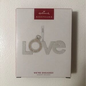 NEW Hallmark Keepsake 2023 LOVE Ornament We’re Engaged Engagement Ring Porcelain